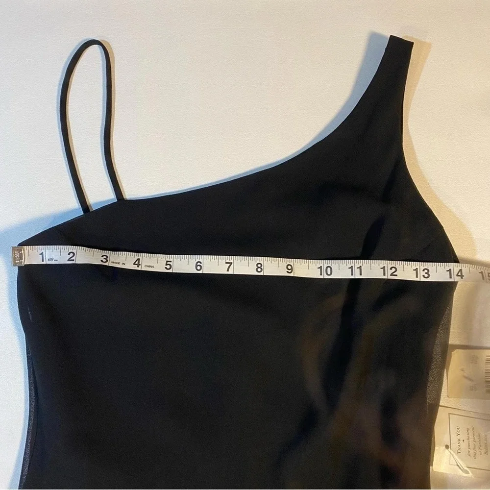 NWT Be Smart Sz 3/4 Elegant Black One Shoulder & Spaghetti Strap Maxi‎ Dress LBD